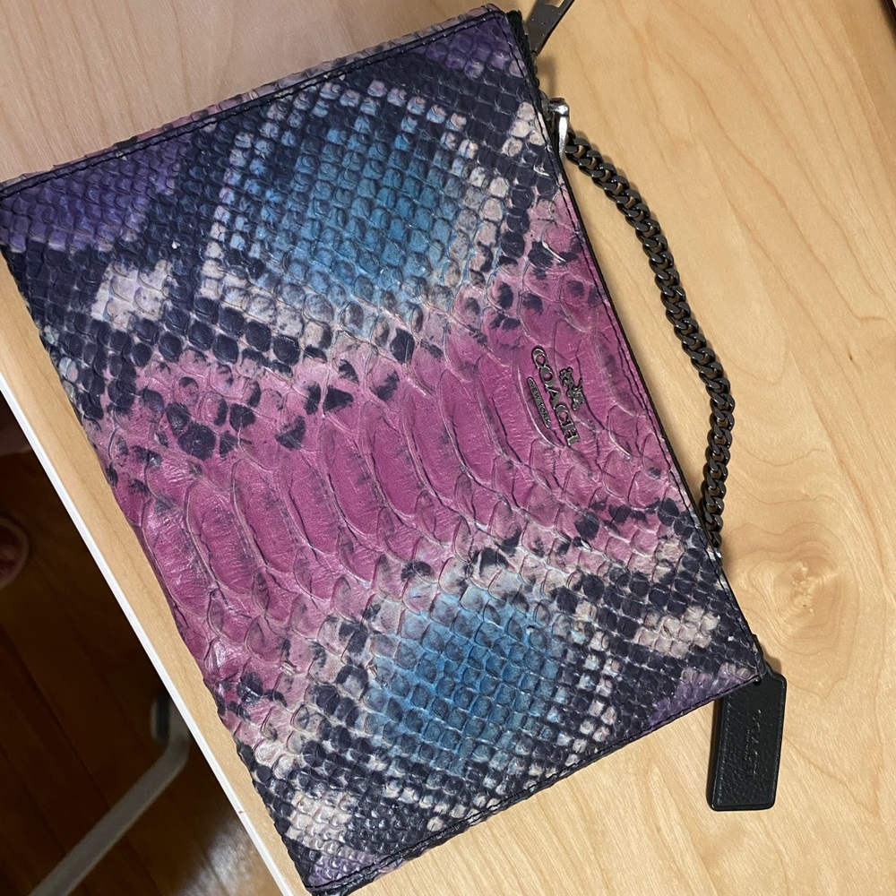 Coach Purple Pink Blue Snakeskin Crossbody Embossed Python